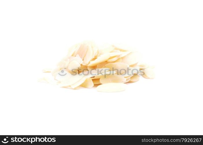 Almond slices on white