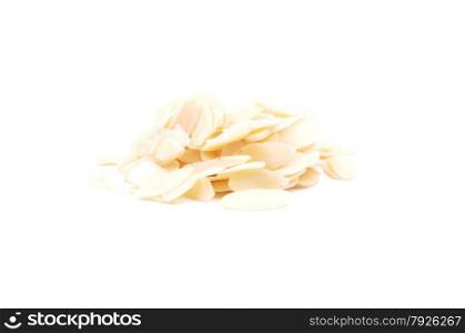 Almond slices on white