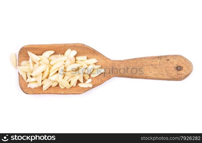 Almond slivers on shovel