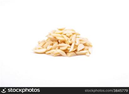 Almond slivers on white