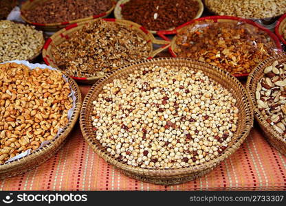 almonds cashew nuts peanuts hazelnuts fruits market