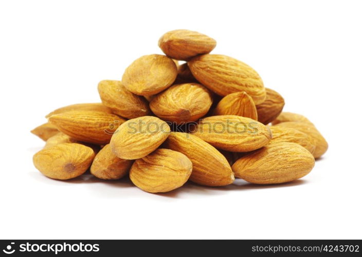 almonds isolated on a white