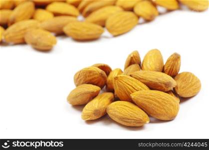 almonds isolated on a white