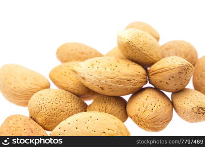 almonds isolated on white