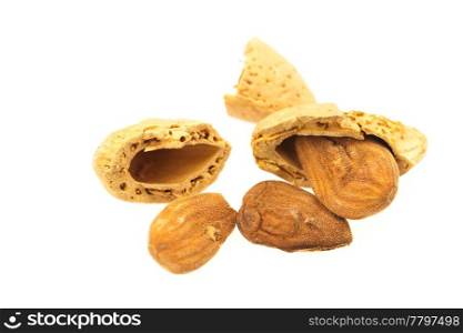 almonds isolated on white
