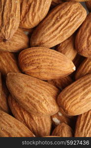Almonds on white background - close-up