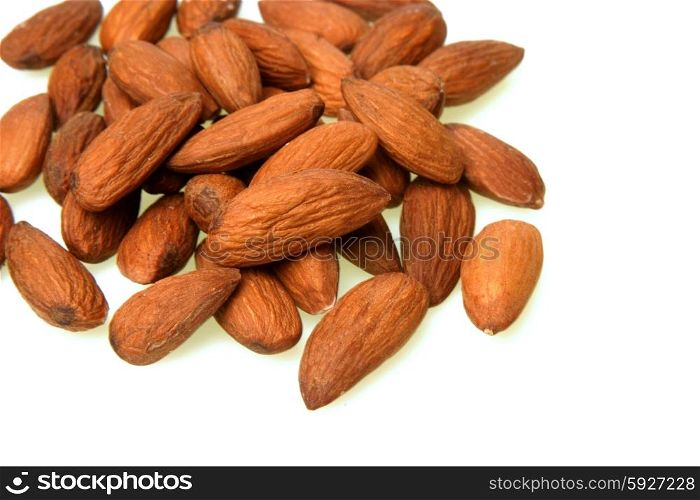 Almonds on white background - studio shot