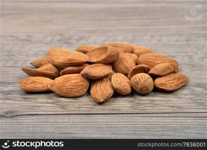 Almonds on wood