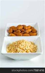 almonds, whole and minced