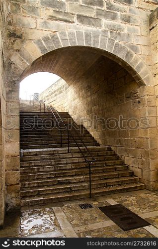 almudaina and Majorca Cathedral tunnel arches in Palma de Mallorca