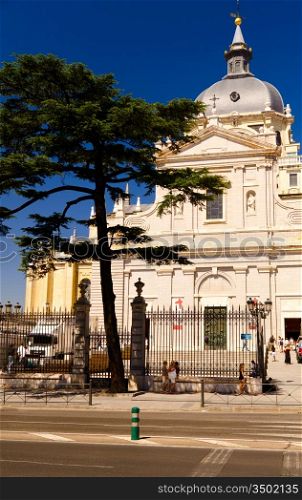 Almudena Cathedral at sunny day at Madrid, Spain