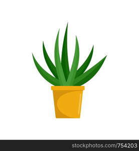 Aloe indoor plant icon. Flat illustration of aloe indoor plant vector icon for web isolated on white. Aloe indoor plant icon, flat style