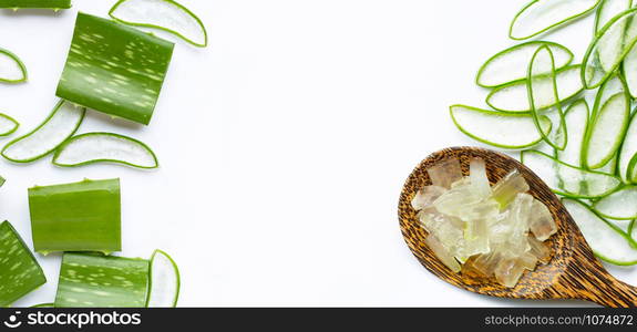 Aloe vera is a popular medicinal plant for health and beauty, on a white background.