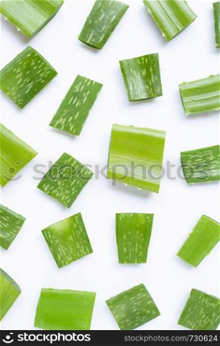 Aloe vera is a popular medicinal plant for health and beauty, on a white background.