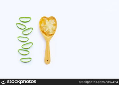 Aloe vera is a popular medicinal plant for health and beauty, on white background. Copy space