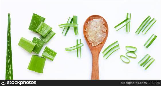 Aloe vera is a popular medicinal plant for health and beauty. Top view