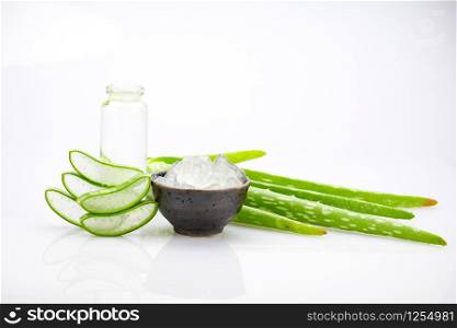 Aloe vera slice on white background