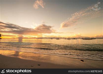 Alona tropical beach sunset at Panglao, Philippines