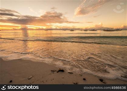Alona tropical beach sunset at Panglao, Philippines