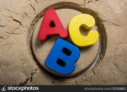 Alphabet ABC wooden letters for early education concept