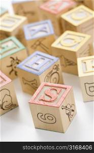Alphabet building block toys.