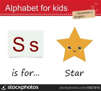 Alphabet for children. Geometric shapes, star. Cartoon flat style. Vector illustration