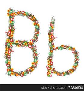 Alphabet, letter b, made of clored flowers