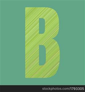 Alphabet letters of shape B in green pattern style on pastel green color background for design in your work.