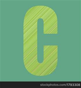Alphabet letters of shape C in green pattern style on pastel green color background for design in your work.