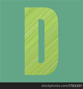 Alphabet letters of shape D in green pattern style on pastel green color background for design in your work.