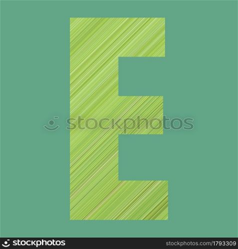 Alphabet letters of shape E in green pattern style on pastel green color background for design in your work.