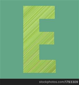 Alphabet letters of shape E in green pattern style on pastel green color background for design in your work.