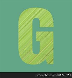 Alphabet letters of shape G in green pattern style on pastel green color background for design in your work.
