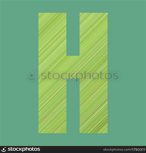 Alphabet letters of shape H in green pattern style on pastel green color background for design in your work.