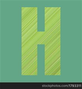 Alphabet letters of shape H in green pattern style on pastel green color background for design in your work.