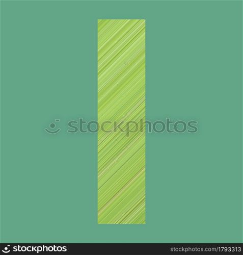 Alphabet letters of shape I in green pattern style on pastel green color background for design in your work.