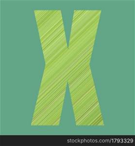 Alphabet letters of shape X in green pattern style on pastel green color background for design in your work.