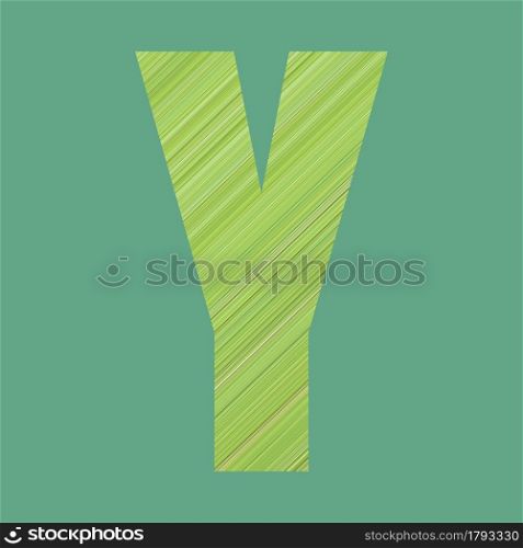 Alphabet letters of shape Y in green pattern style on pastel green color background for design in your work.