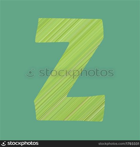 Alphabet letters of shape Z in green pattern style on pastel green color background for design in your work.