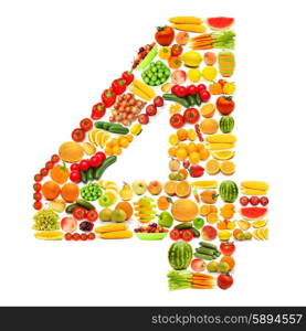 Alphabet made of many fruits and vegetables