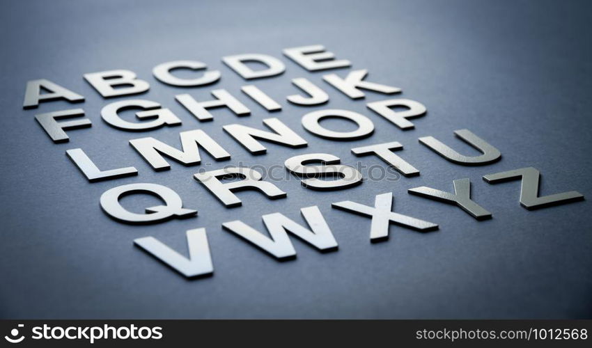 Alphabet made with solid letters. Education background symbol. Alphabet made with solid letters