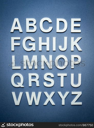 Alphabet made with solid letters. top view photo. Alphabet made with solid letters