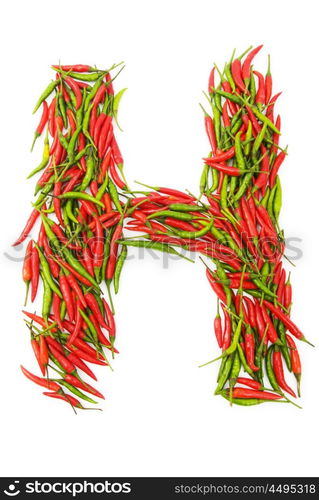 Alphabet with green and red peppers - letter