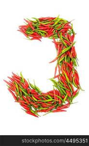 Alphabet with green and red peppers - letter