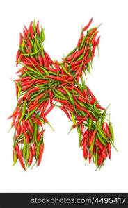 Alphabet with green and red peppers - letter