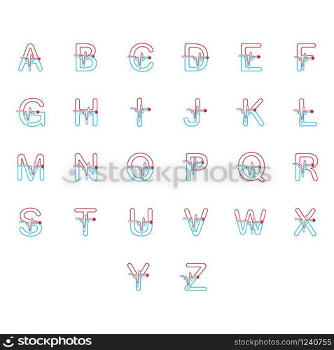 Alphabet with Pulse Logo Vector Element Symbol Template