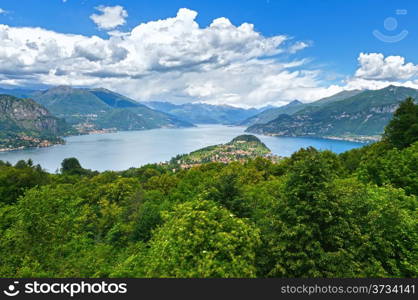 Alpine Lake Como summer view from mountain top (Italy)
