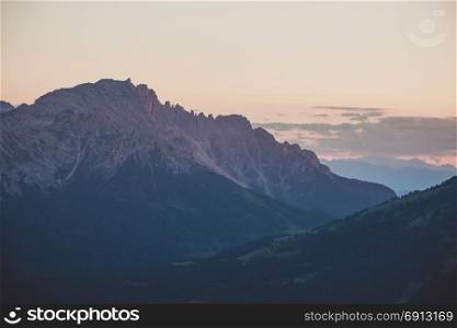 Alpine mountain silhouette landscape