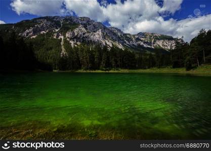 Alpine mountaine green lake. Gruner see, Austria