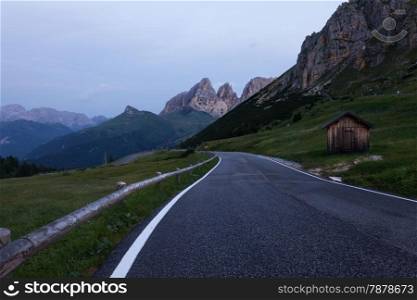Alpine road in Dolomites, Italy